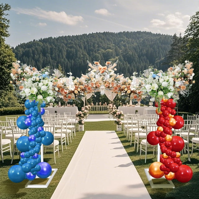 Adjustable Metal Square Garden Arch Trellis - 8FT x 8FT White Backdrop Stand for Wedding, Party, Baby Shower, Garden Decor, Portable Frame with Base - White
