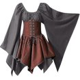 thumbnail image 1 of Trajes medievales renacentistas para mujer, vestido con corsé pirata, vestido corto irlandés tradicional con manga acampanada, 1 of 5