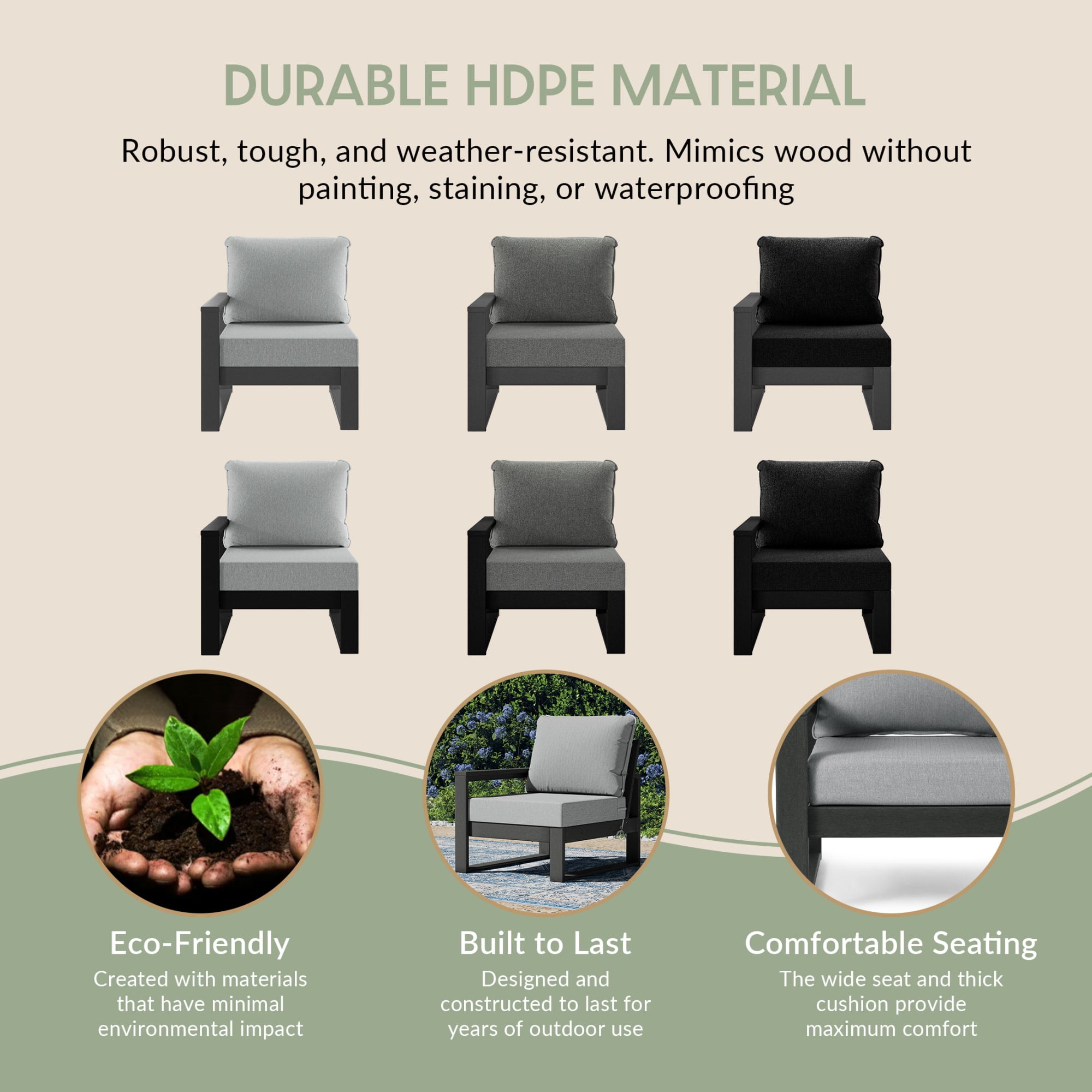 WestinTrends Montara Outdoor 4-Piece HDPE L-Shaped Modular Patio Sofa Furniture Set, Gray/Light Gray