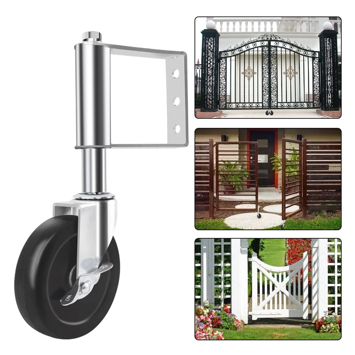 Spring Loaded Gate Wheel, Sturdy Construction with Built-in Spring Design for Aesthetically Pleasing Operation on Wooden Gate, Metal Tube Gate, Fence (4 Inch)