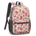 thumbnail image 2 of Strawberry and Leaf Pink Pattern 17" School Backpacks for Teens,Waterproof Oxford Fabric,S-Shape Padded Straps for School,Travel,Hiking,Camping, 2 of 6