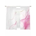 thumbnail image 2 of Pink Water Ripple Sheer Curtains 63 Inches Long 2 Panels Vintage Abstract Light Filtering Semi Sheer Window Curtains Drapes for Bedroom Living Room 52"x63", 2 of 7