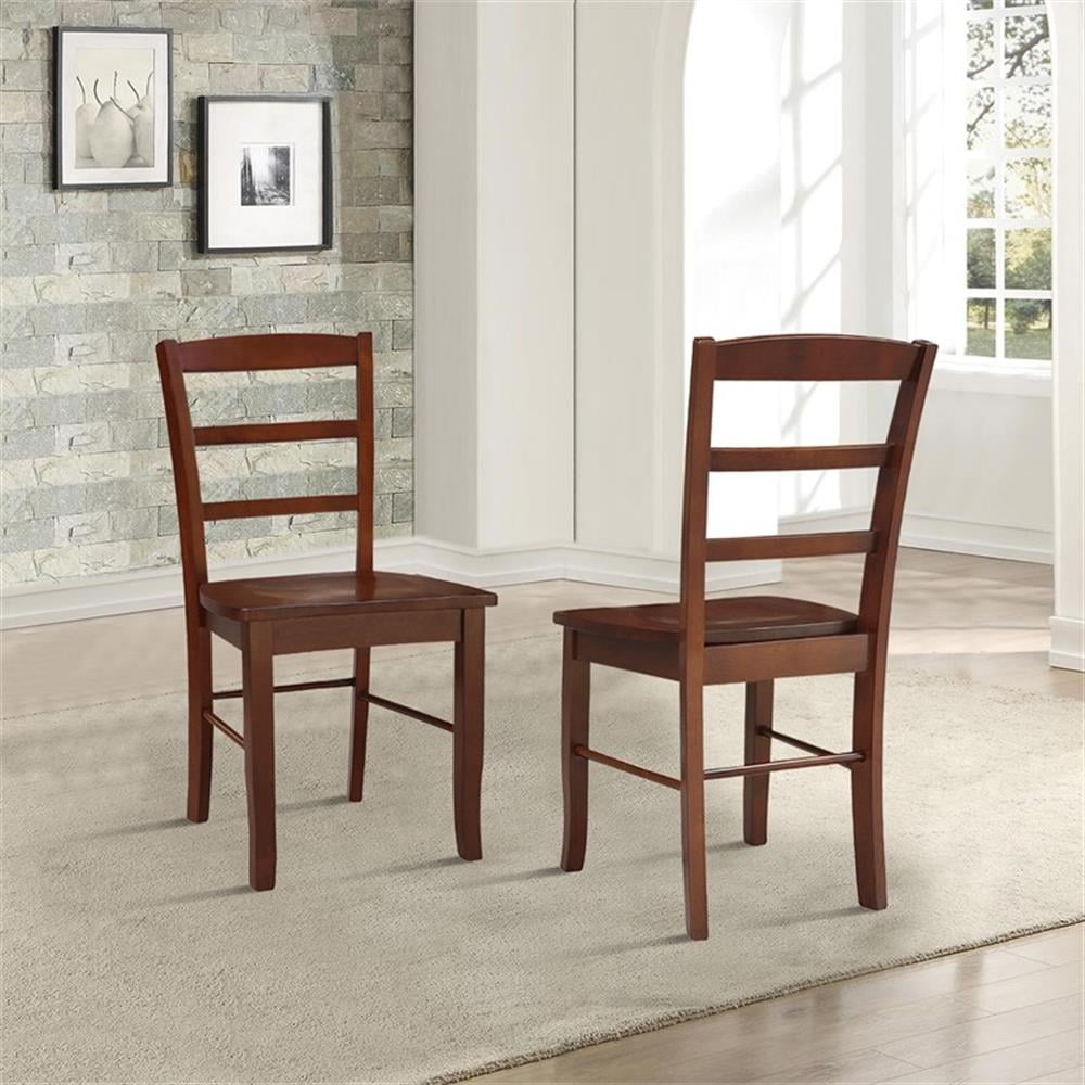 Set of Two Solid Wood Madrid Ladderback Chairs in Espresso