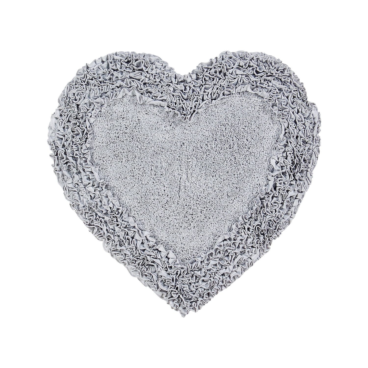 Better Trends Silver Shaggy Border 100 Cotton Heart Shape Bath Rug, 30