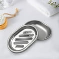 thumbnail image 3 of 2PCS Stainless Steel Soap Dish, Brushed Metal Soap Holder with Draining Tray for Bathroom Shower, 3 of 6