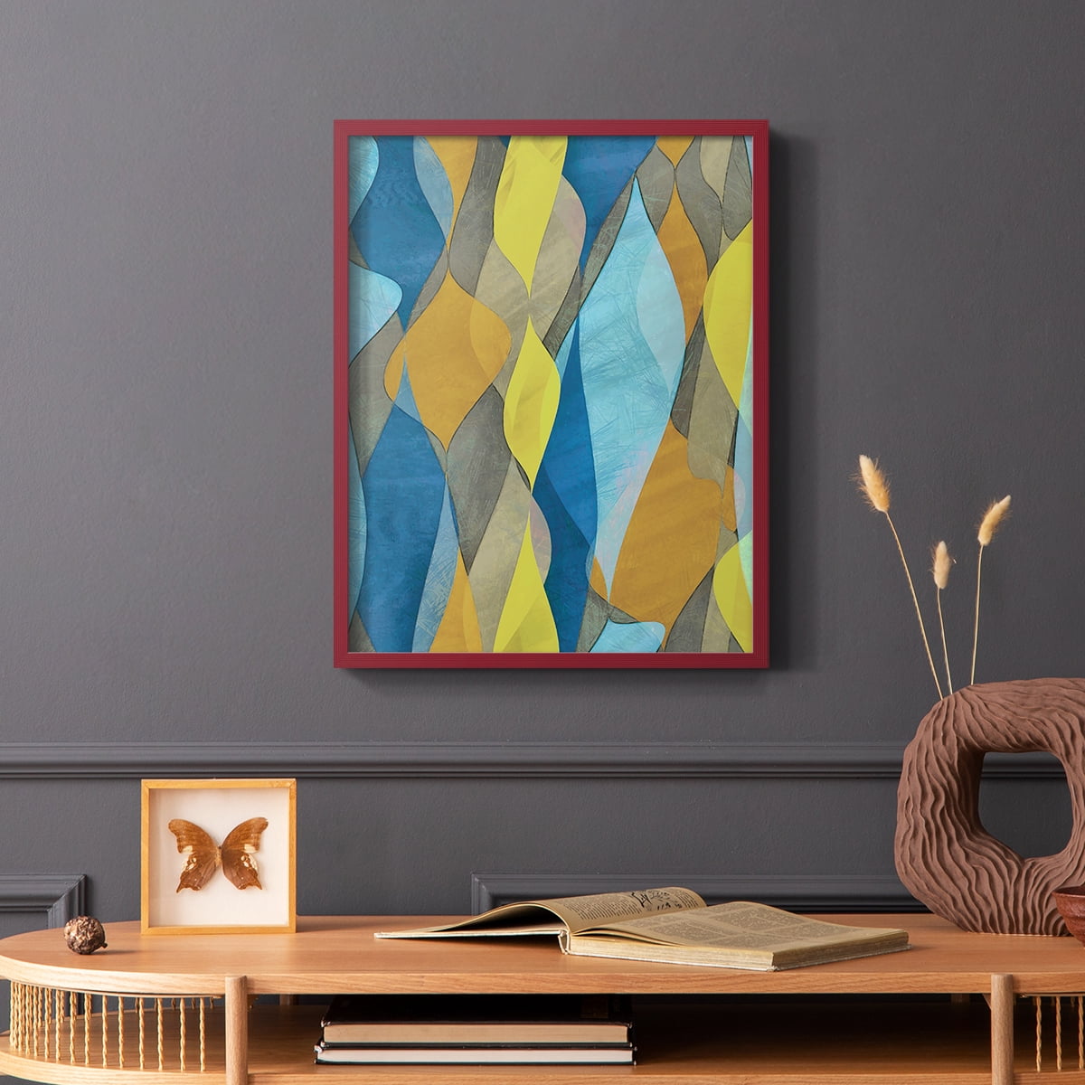 Colorful Cascade I Framed Print in Red Solid Wood Framed Print No Nail Hanging