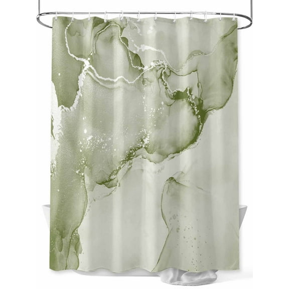Sage Green Abstract Shower Curtain Set ，Waterproof Fabric Shower Curtains Silver Marble Ripples Shower Curtains for Bathroom,Bathroom Decor 72"x72"