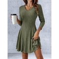 thumbnail image 4 of Long-Sleeved Sweater Dress, Autumn Dress, Round Neck, High Waist, Slim Dress, Women'S Casual Dress Army Green M, 4 of 9