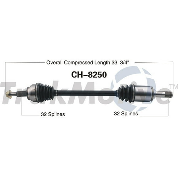 TrakMotive CV Axle Shaft CH-8250 Premium; OE Replacement; Compressed Length 33.74 Inches
