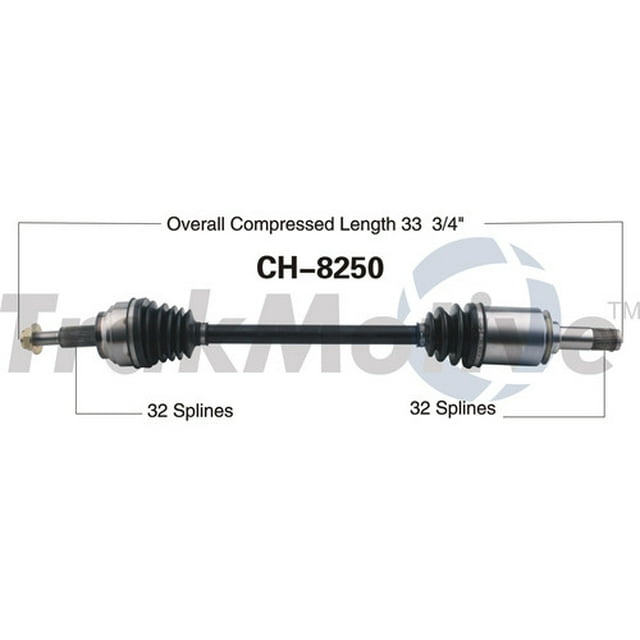 TrakMotive CV Axle Shaft CH-8250 Premium; OE Replacement; Compressed Length 33.74 Inches