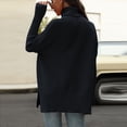 thumbnail image 5 of Knit Tops for Women Oversized Ribbed Turtleneck Batwing Sleeve Side Slit Hem Loose Fall Warm Soft Knit Long Length Tunic Sweater Casual Everyday Oversized Pullover Navy 2XL, 5 of 6