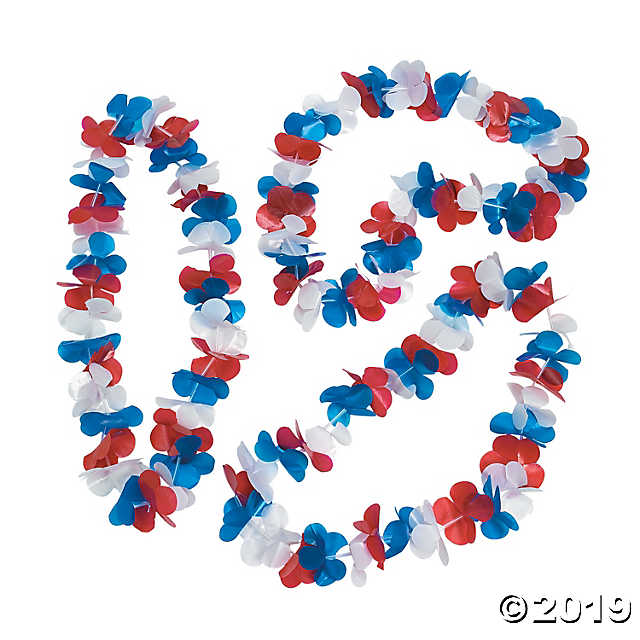 Patriotic Plastic Flower Leis 50 Pc.