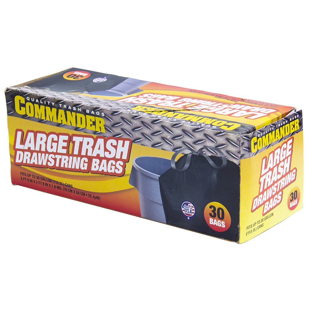 30 GALLON DRAWSTRING LARGE TRASH BAG 30 CT 1 MIL