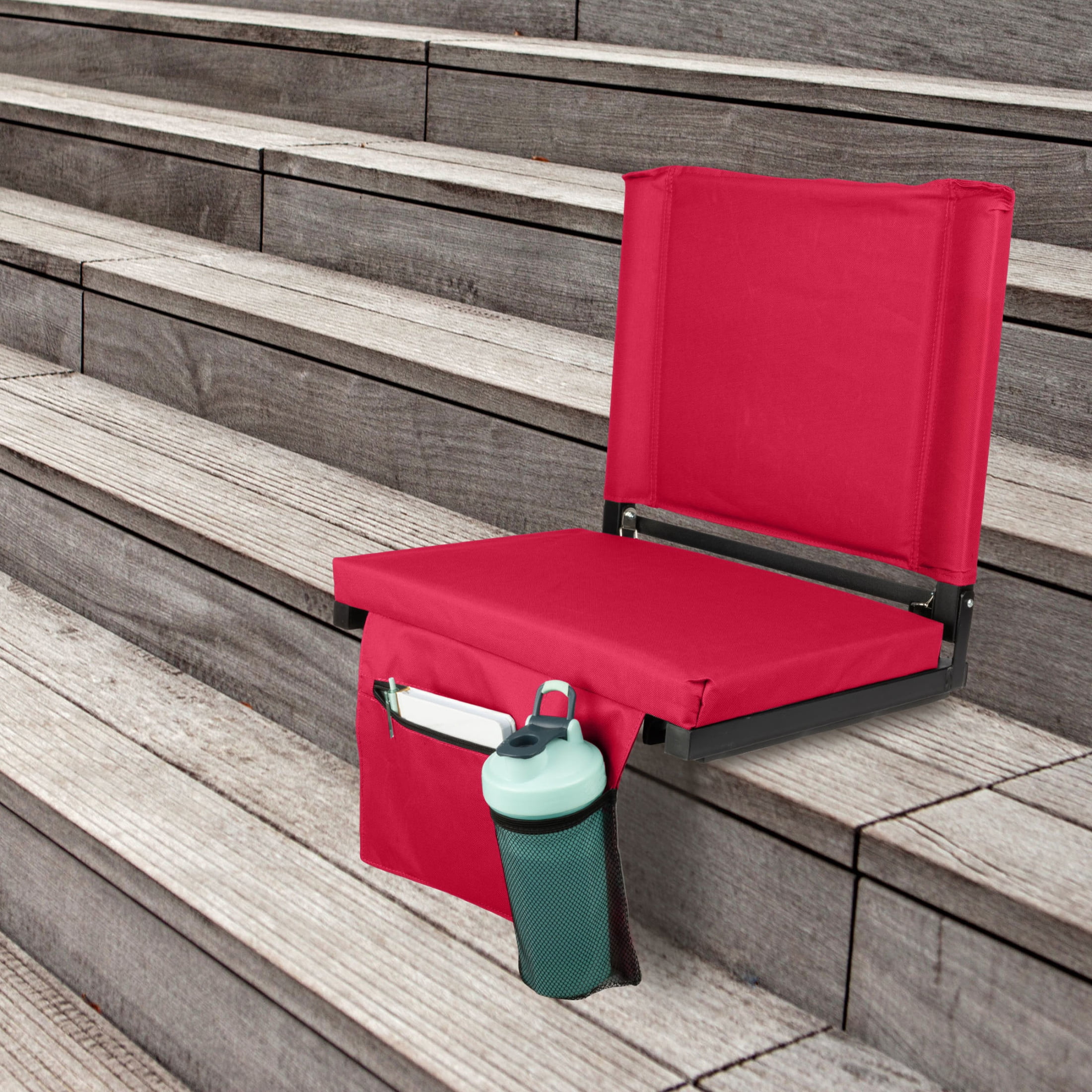 Home-Complete Bleacher Seat - Stadium Seat Cushion with Back, Maroon