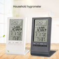 thumbnail image 4 of Linyer Home Office Hotel Digital Display Desktop Hygrometer Electric Temperature Humidity Meter Weather Station Clock White, 4 of 4