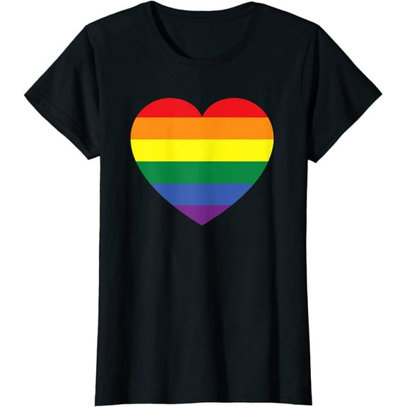 Rainbow Flag Colored Heart LGBTQ Lesbian Pride Gift T-Shirt