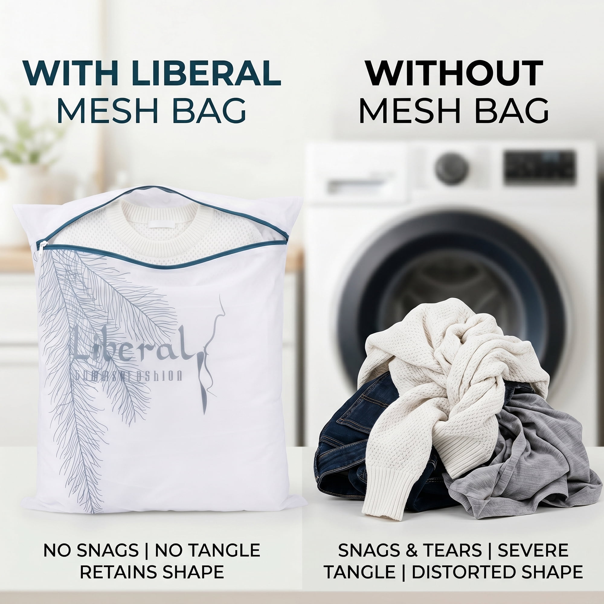 Unique Bargains 2Pcs Mesh Laundry Bags for Delicates Protect Garments White 19.7" x 23.6"