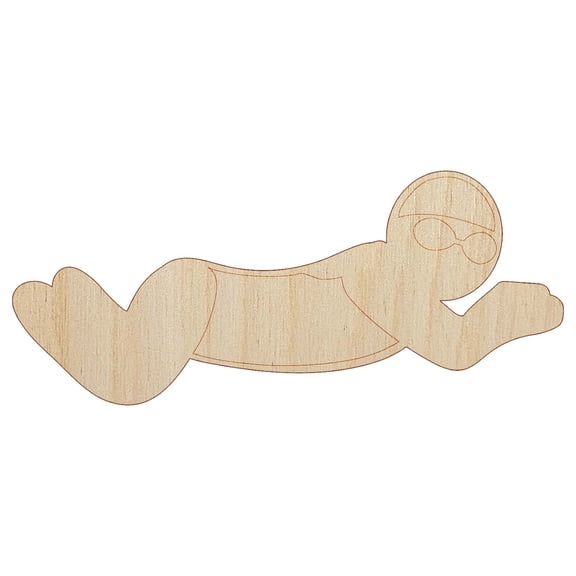 Swimming Swimmer Breaststroke Wood Shape Unfinished Piece Cutout Craft DIY Projects - 4.70 Inch Size - 1/8 Inch Thick