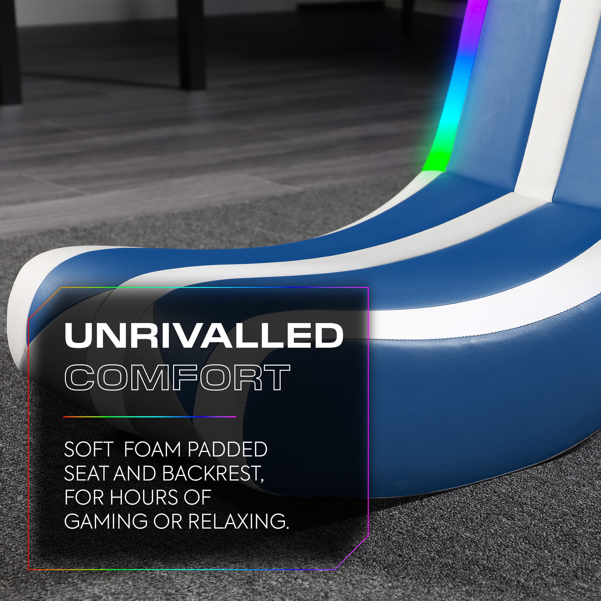X Rocker Navigator Floor Rocker Gaming Chair, Blue