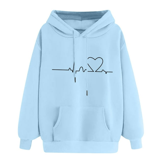 Women Fashion Graphic Drawstring Hoodie Long Sleeve Pullover Hoodie Top