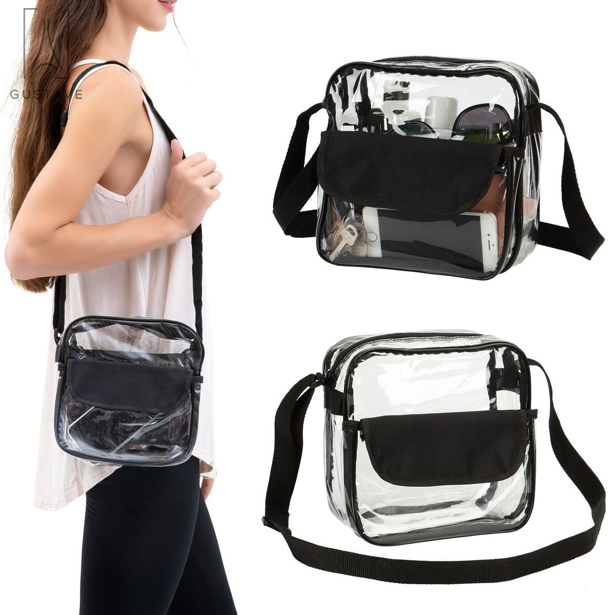 Gustave Clear Crossbody Messenger Shoulder Bag Women Men Stadium