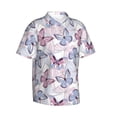 thumbnail image 2 of Uemuo Butterflies in Pastel Printed Regular Fit Short Sleeve Casual Hawaiian Shirt for Men,Aloha shirt,Tropical shirt,Floral print shirt,Vacation Beach shirt-, 2 of 9