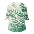 thumbnail image 5 of ZQUUVOU Womens T-Shirts Boho Printed 3/4 Sleeved V-Neck Ruffle Casual Tops(G-Green,S), 5 of 5