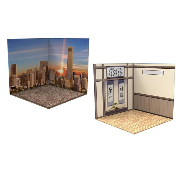 Milaget 2 Pieces 1:12 Scale Action Figures Display Backdrop Diorama Show Scene Organizer Study Room City