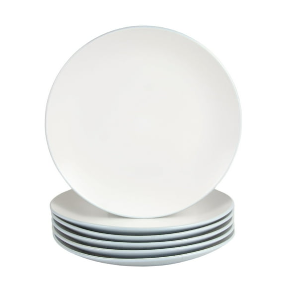 10 Strawberry Street Two Tone Coupe 10.5” Dinner Plate Set Of 6, Blue/White