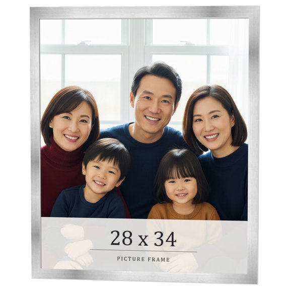 28x34 Frame Silver Real Wood Picture Frame Width 0.75 inches | Interior Frame Depth 0.5 inches |