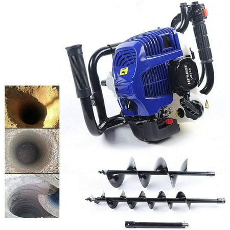 FETCOI 52CC Gas Powered Post Hole Digger Auger Bit Kit Single Cylinder 2-Stroke Air-Cooled Post Hole Diggers with 4" & 8"Auger Bits Hand-held Post Hole Diggers for Hard Soils