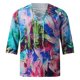 thumbnail image 4 of Camiseta de manga 3/4 con estampado de corbata de cáñamo de otoño con cuello en V para hombre Pompotops  oipoqjl34218, 4 of 5