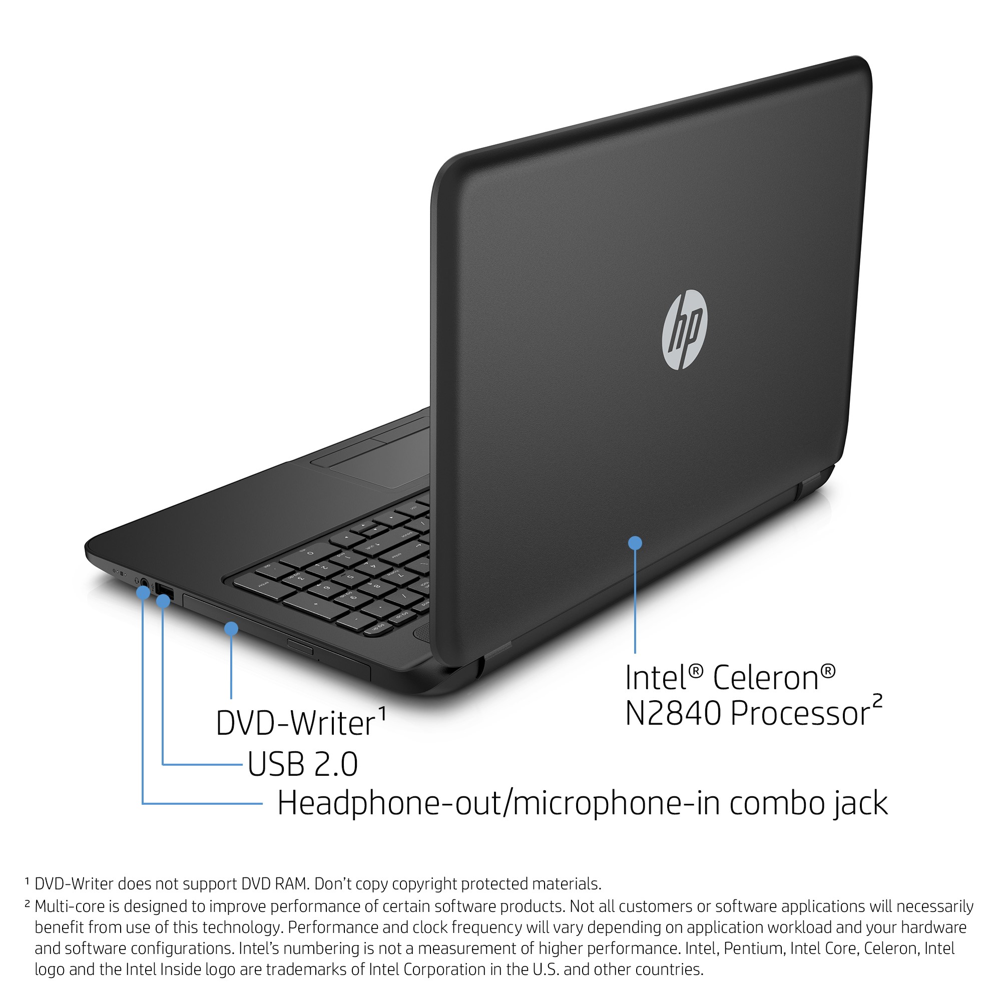HP 15-f246wm 15.6" Laptop", Intel Celeron N2840, Intel HD Graphics, 500GB HDD, 4GB RAM, 15-F246WM Black - image 3 of 4