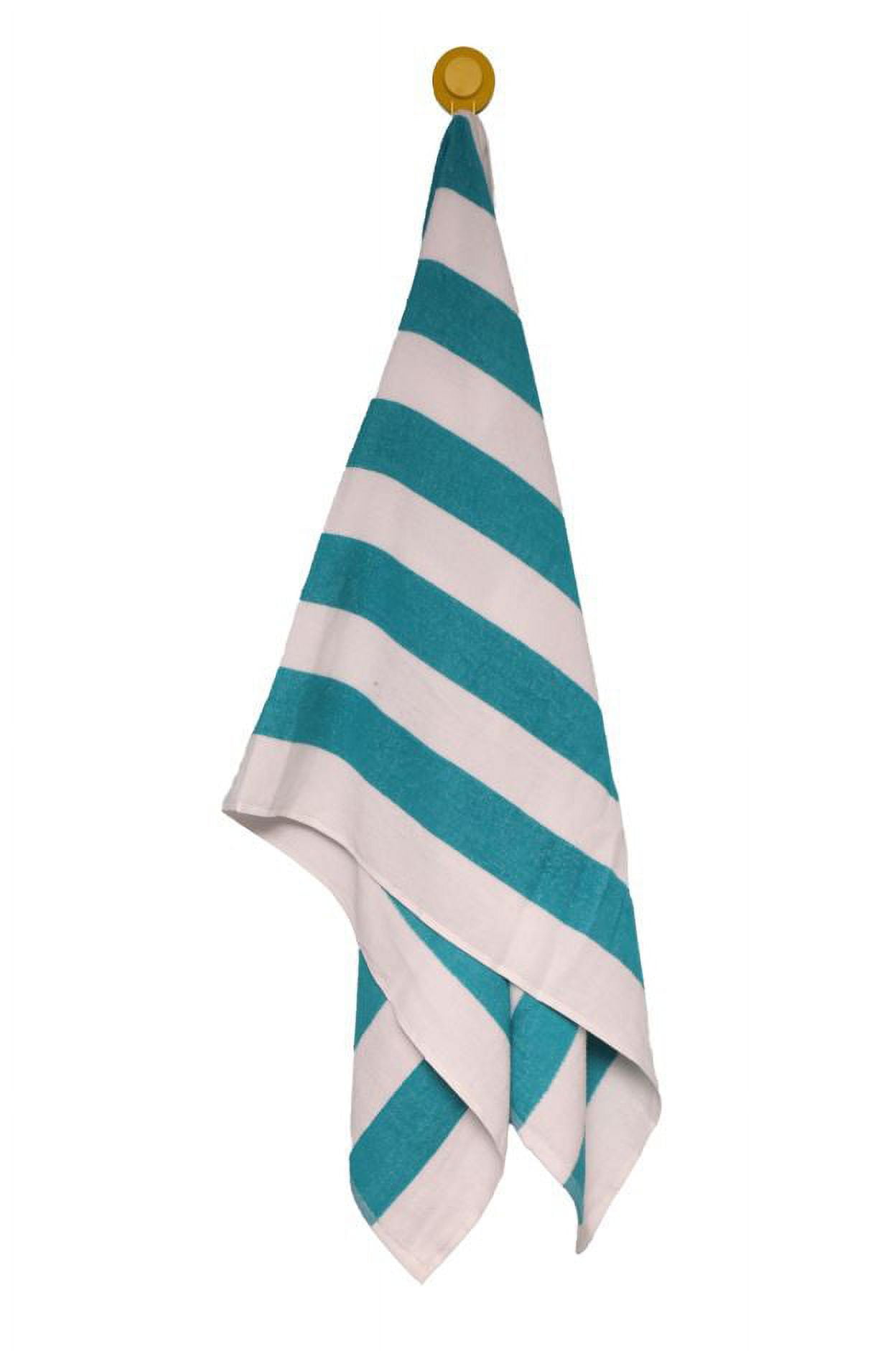 Mainstays Teal and White Cabana Stripe Beach Towel, 28 in x 58 in