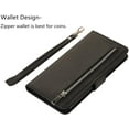 thumbnail image 5 of Wallet Case for iPhone 11 Pro Max 6.5 inch 2019, 5 Card Slots Magnetic Closure Zipper Pocket Handbag PU Leather Flip Case with Wrist Strap TPU Kickstand Cover - Black, 5 of 14