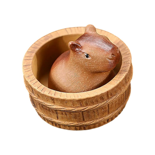 Figura de mascota de té en miniatura de capibara de arcilla, recuerdo, estatua de animal pequeño, decorativa, linda