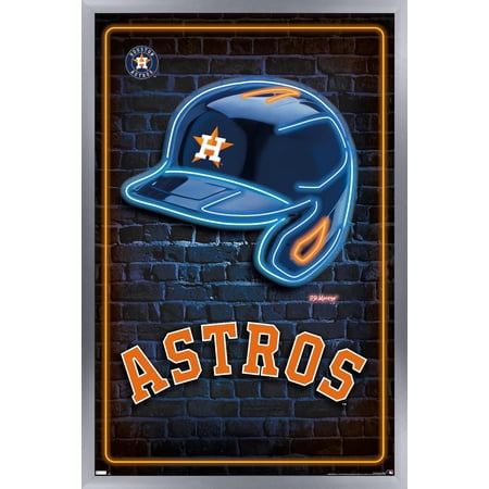 MLB Houston Astros – Neon Helmet 23 Wall Poster 22.375 x 34 Framed