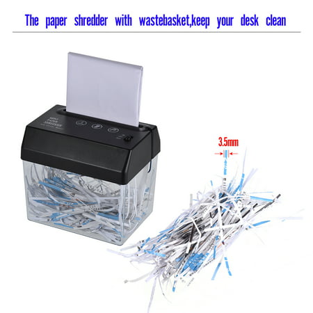 Mini Portable USB Paper Shredder Cutter Strip Cut A6 Folded A4 Cutting Machine Tool with Letter Opener Wastebasket for Office Home School Desktop