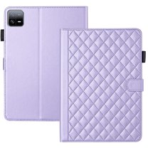 For Xiaomi Pad 6/Pad 6 Pro 11.0 inch Case, Rhombus Pattern Multiple Viewing Angles Stand Slim Folio Cover (Purple)
