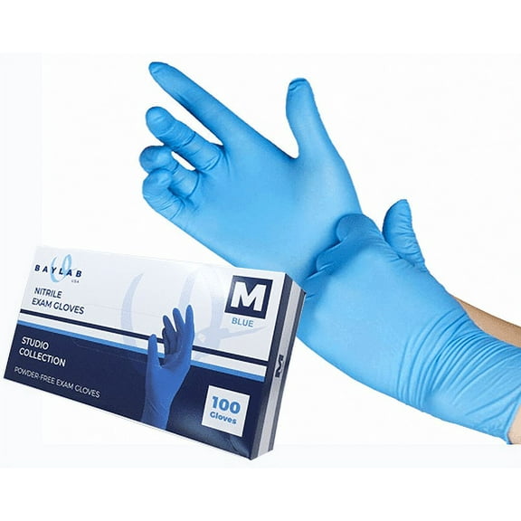 100% Nitrile Exam Gloves - Blue