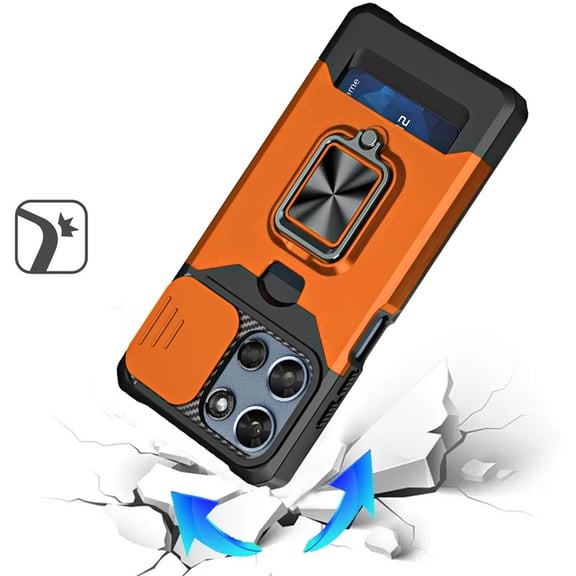 XPM for Motorola Moto G Play 5G 2026 Phone Case, Wallet Case with Ring Stand & Slide Camera Cover Back Credit Card Slot Holder, Military Grade Cover for Moto G Play 5G 2026 (Cosmic Orange)