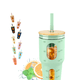 thumbnail image 1 of Vaso De Vidrio Taza Cristal Con Pajita Tapa Bambú 960ml Xtellar verde, 1 of 4