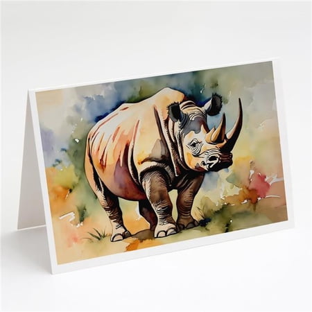Carolines Treasures DAC2984GCA7P 0.01 x 5 x 7 in. Rhinoceros Greeting Cards - Pack of 8