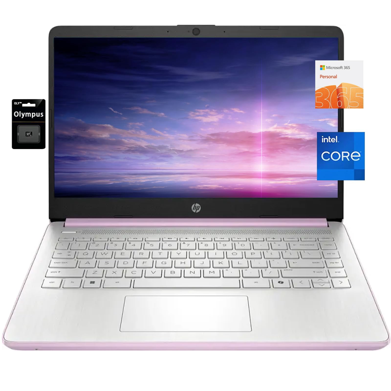 HP 14" HD Student Business Laptop, Intel Quad-Core N150, 8GB RAM, 128GB UFS, 1 Year Office 365, Slim Design, Webcam, HDMI, Bluetooth, WiFi, Win 11 S, Honey Lavender