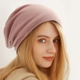 thumbnail image 4 of Knitted Hat Bouncy Causal Solid Color All Match Breathable Comfortable Nice-looking Beanie Cap for Outdoor, 4 of 10