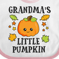 thumbnail image 4 of Inktastic Grandmas Little Pumpkin with Leaves and Stars Boys or Girls Baby Bib, 4 of 4