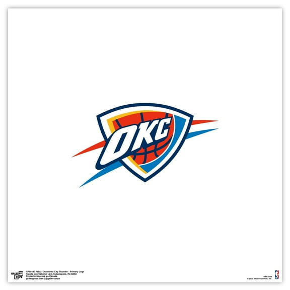 Gallery Pops NBA Oklahoma City Thunder - Primary Logo Wall Art, Unframed Version, 12" x 12"