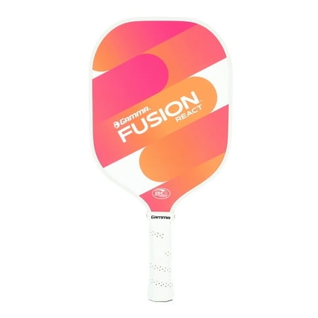 GAMMA Fusion React Pickleball Paddle, Extra-Wide Fiberglass Surface Boosts Hit Potential for Beginners, Pink & Orange