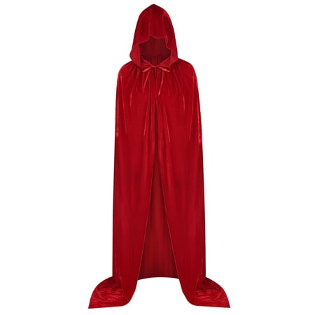 HDE Halloween Cape Hooded Floor Length Velvet Cloak Gothic Costume Accessory