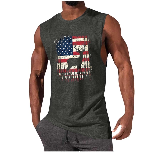 Tanque Deportivo de Cuello Redondo de la Impresión de la Moda Casual de los Hombres, Blusa de Poliéster sin Mangas para el Uso Diario Casual Al Aire Libre